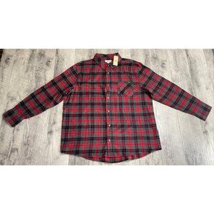 Field & Stream Flannel Shirt Mens 2XL‎ Red Tartan Plaid Fleece Lightweight NEW